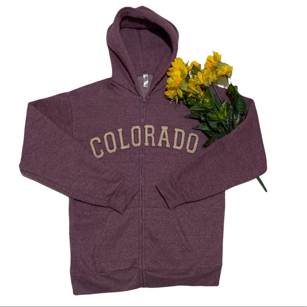 Teemax Colorado Purple Long Sleeve Fleece with Hoodie and Kangaroo Pockets